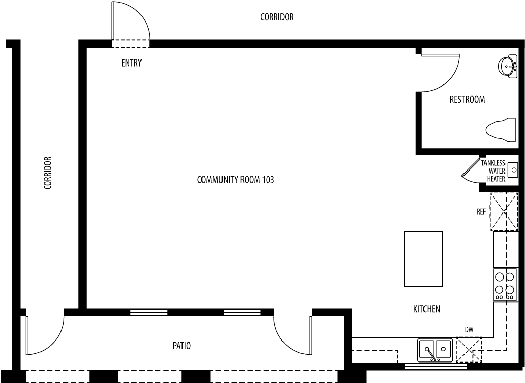 footprint of the community room.